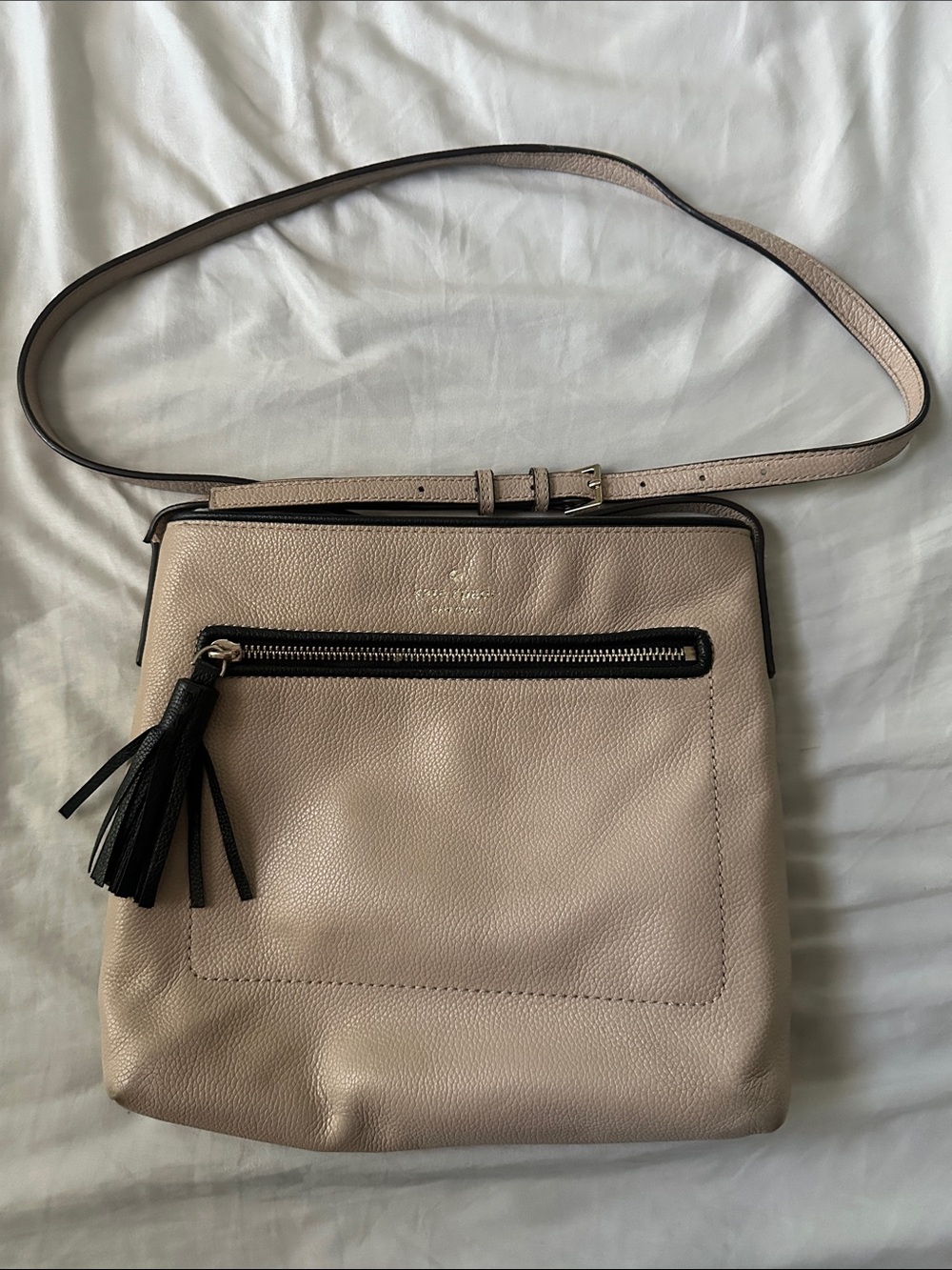 kate spade Blush Pink Leather Crossbody Bag with Black Tassel